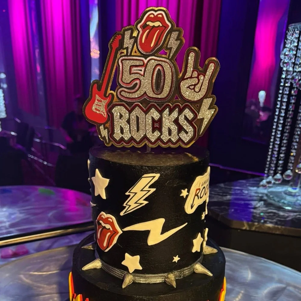 50 Rocks Guitar Birthday Cake Topper